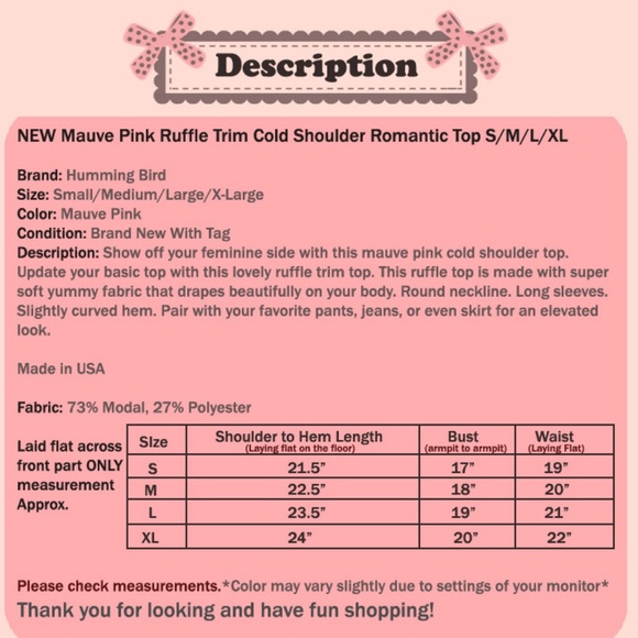 Mauve Pink Pretty Ruffle Soft Cold Shoulder Top - Picture 8 of 8